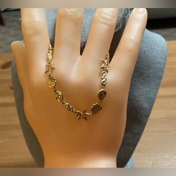 Beverly Hills Gold: 14k yellow gold ocean/sea life diamond cut vintage bracelet - Picture 2 of 7